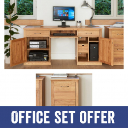 Mobel Solid Oak Hideaway Desk And Filing Cabinet Package